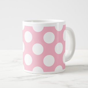 Caneca De Café Grande Padrão Cor-de-rosa do Pastel Branco Vintage Big Bo