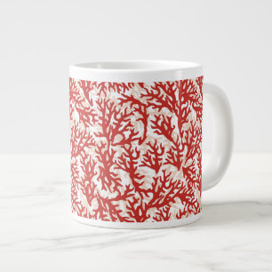 Caneca De Café Grande Padrão Coral Vermelho 2