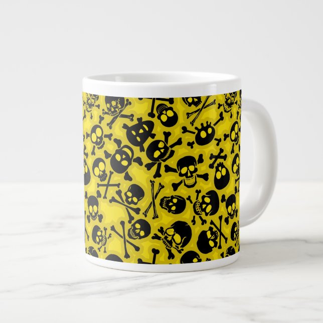 Caneca De Café Grande Padrão Crânio e Crossbones (Frente Esquerda)