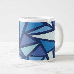 Caneca De Café Grande Padrão Crítico de Gelo Abstrato azul
