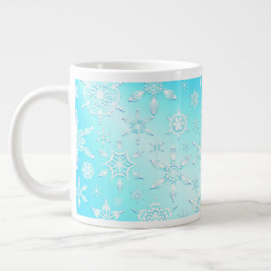 Caneca De Café Grande Padrão Crystal Snowflakes