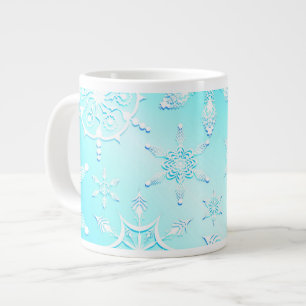 Caneca De Café Grande Padrão Crystal Snowflakes