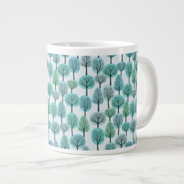Caneca De Café Grande Padrão da Floresta de inverno (Frente Esquerda)