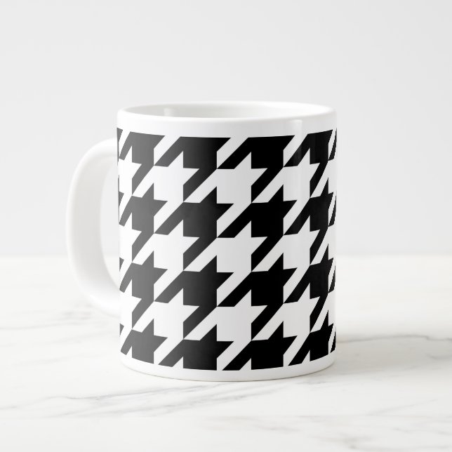 Caneca De Café Grande Padrão de alto-som preto e branco (Frente Esquerda)
