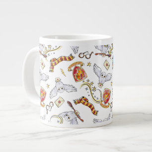 Caneca De Café Grande Padrão de aquarela GRYFFINDOR™ Hedwig