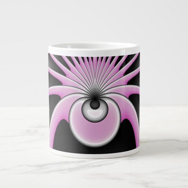 Caneca De Café Grande Padrão de Arte Fractal Moderno Abstrato (Frente)