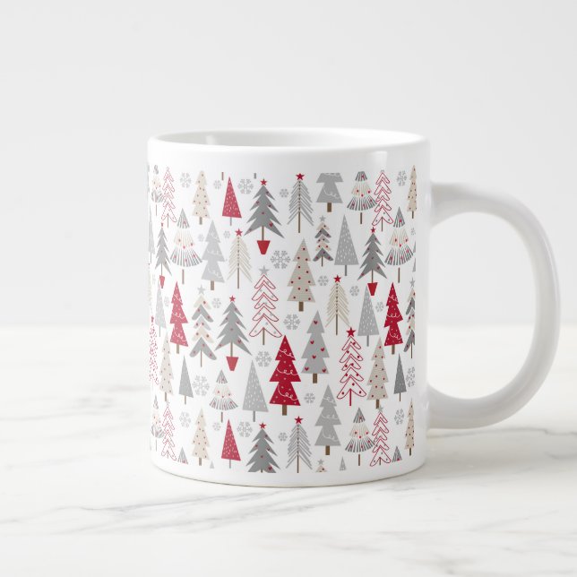 Caneca De Café Grande Padrão de Árvore de Natal de Feriado Bonito (Direita)