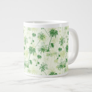 Caneca De Café Grande Padrão de Árvore de Palma Verde