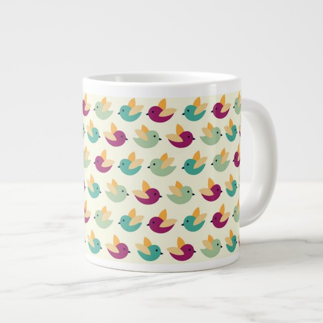 Caneca De Café Grande Padrão de aves (Frente Esquerda)