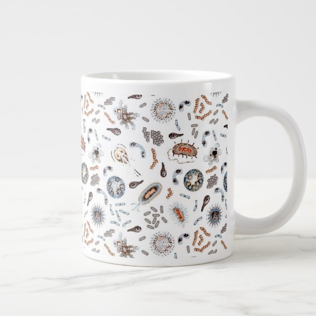 Caneca De Café Grande Padrão de Bactérias e Vírus (Direita)