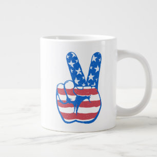 Caneca De Café Grande Padrão de Bandeira da Peace American