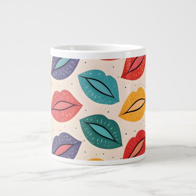 Caneca De Café Grande Padrão de Beijo (Frente)