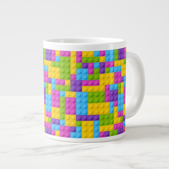 Caneca De Café Grande Padrão de blocos de construção de plástico (Frente Esquerda)