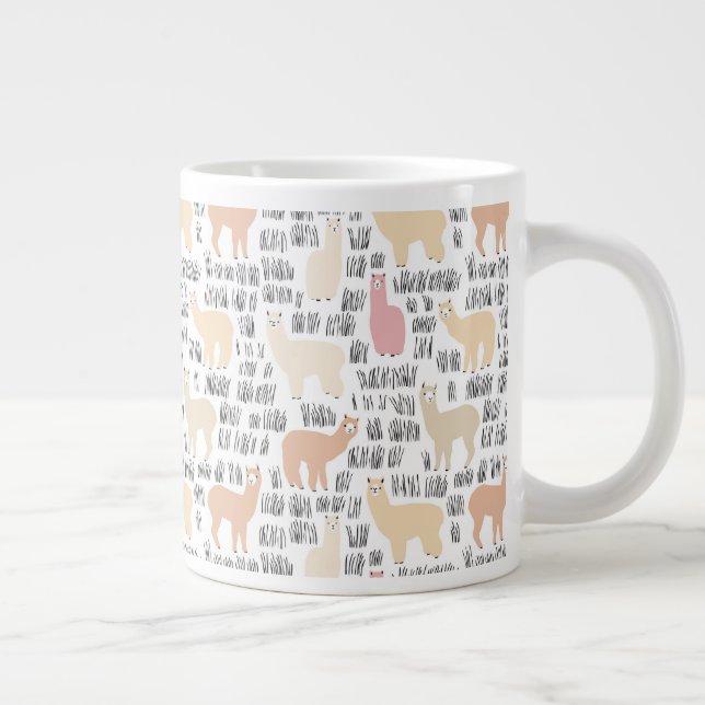 Caneca De Café Grande Padrão De Bloqueio De Alpacas (Direita)