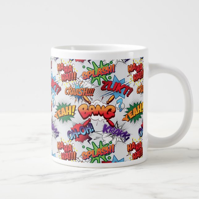 Caneca De Café Grande Padrão de Bolhas de Super Herói (Direita)