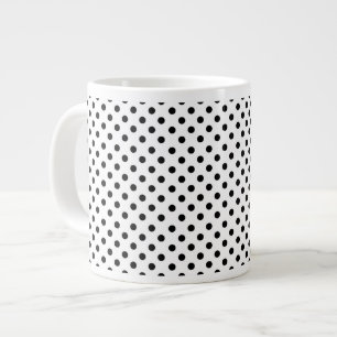 Caneca De Café Grande Padrão de Bolinhas branca preta
