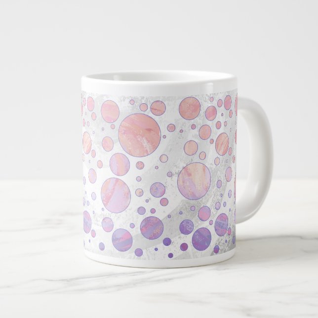 Caneca De Café Grande Padrão de Bolinhas da rosa claro (Frente Esquerda)