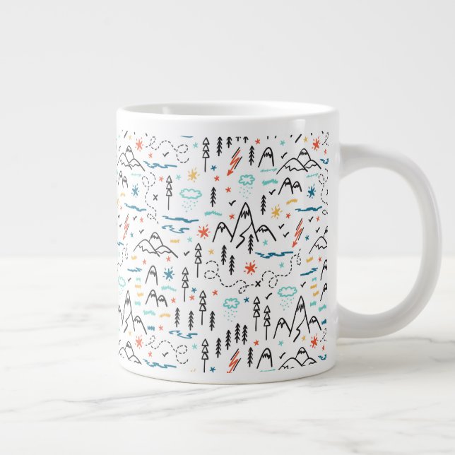 Caneca De Café Grande Padrão de caminhada de montanha (Direita)