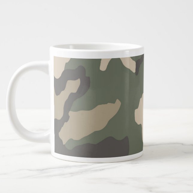 Caneca De Café Grande Padrão de Camo Verde (Esquerda)