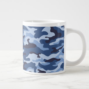 Caneca De Café Grande Padrão de Camuflagem Azul Escuro