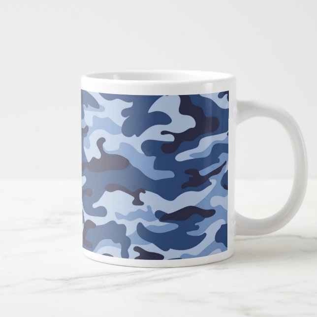 Caneca De Café Grande Padrão de Camuflagem Azul Escuro (Direita)