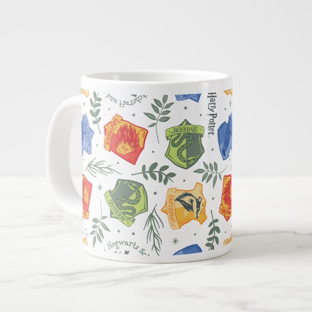 Caneca De Café Grande Padrão de casas HOGWARTS™ da Herbologia Mágica (Frente Esquerda)