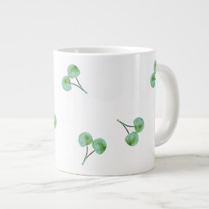 Caneca De Café Grande Padrão de Cereja Verde