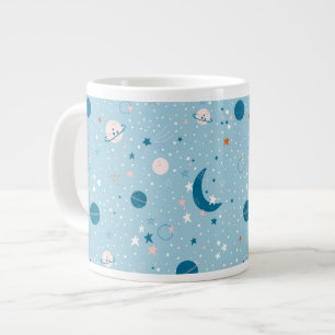 Caneca De Café Grande Padrão de Céu Azul e Espaço