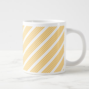 Caneca De Café Grande Padrão de cinco faixas amarelo sunny e branco