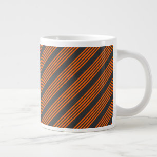 Caneca De Café Grande Padrão de cinco faixas de laranja e carvão