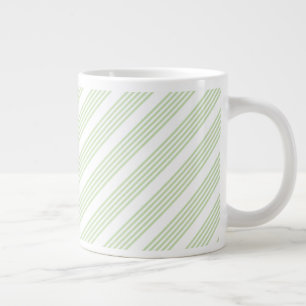 Caneca De Café Grande Padrão de cinco faixas verde-claro e branco