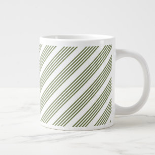 Caneca De Café Grande Padrão de cinco faixas verde-oliva e branco