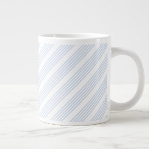 Caneca De Café Grande Padrão de cinco listras azul-claro e branco