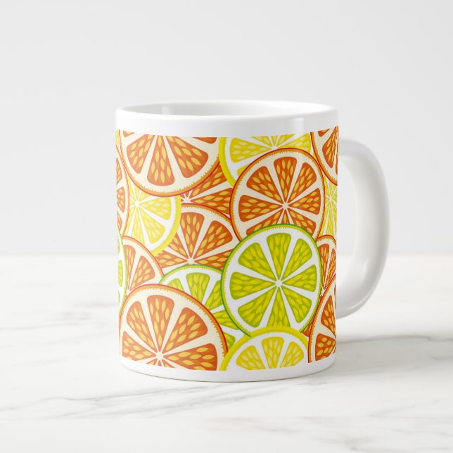 Caneca De Café Grande Padrão de citrinos (Frente Esquerda)