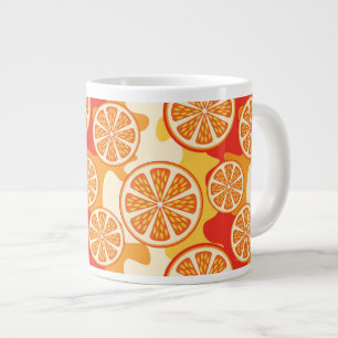 Caneca De Café Grande Padrão de Citrus Laranja Retroativos