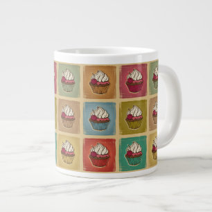 Caneca De Café Grande Padrão de colheita feito de cupcakes