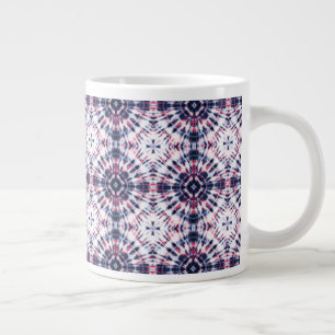 Caneca De Café Grande Padrão de Coluna Azul e Vermelho
