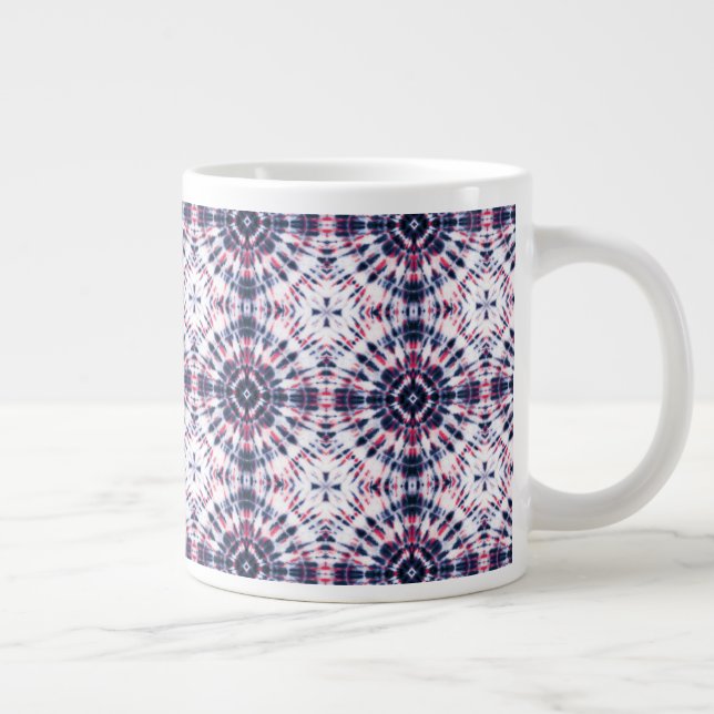 Caneca De Café Grande Padrão de Coluna Azul e Vermelho (Direita)