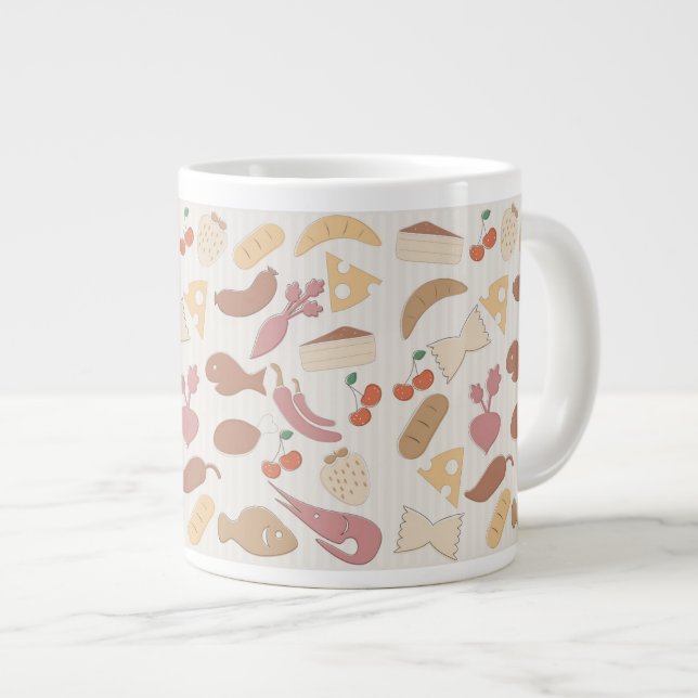 Caneca De Café Grande Padrão de Comida 2 (Frente Esquerda)