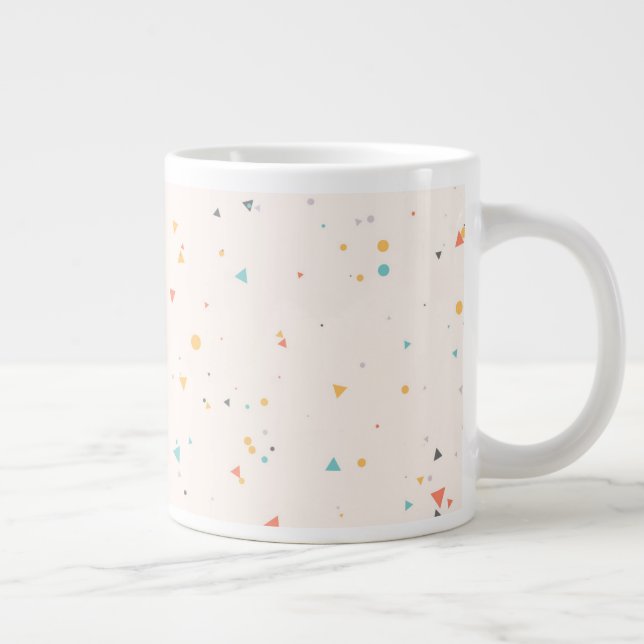 Caneca De Café Grande Padrão de Confetti de Pontos e Triângulo (Direita)
