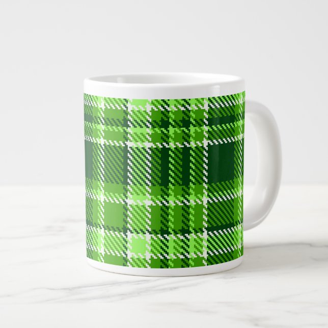 Caneca De Café Grande Padrão de cor verde verificado (Frente Esquerda)