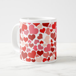 Caneca De Café Grande Padrão De Corações, Corações Vermelhos, Amor