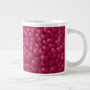 Caneca De Café Grande Padrão de Corações Vermelhos Românticos 3D-32322