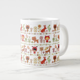 Caneca De Café Grande Padrão de Crianças e Animais