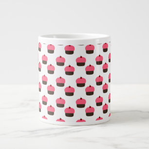 Caneca De Café Grande Padrão de cupcake branco