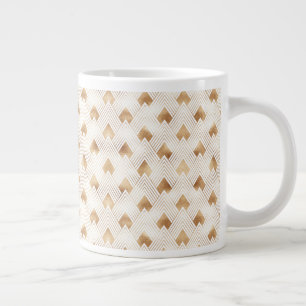 Caneca De Café Grande Padrão de Deco de Arte Dourada