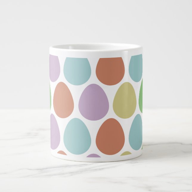 Caneca De Café Grande Padrão de Decoração de Ovos de Páscoa (Frente)