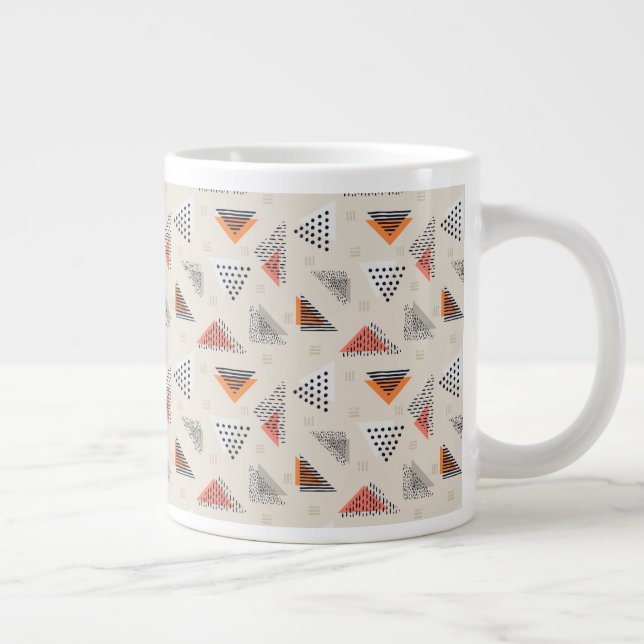 Caneca De Café Grande Padrão de desenho da mão do triângulo geométrico (Direita)