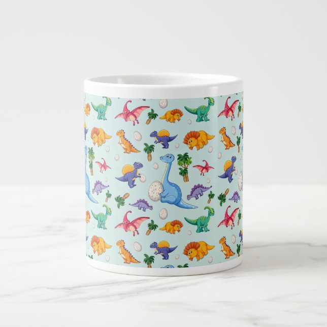 Caneca De Café Grande Padrão de Dinossauro Corajoso (Frente)