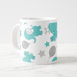 Caneca De Café Grande Padrão De Elefantes Azuis, Elefantes Cutes, Estrel